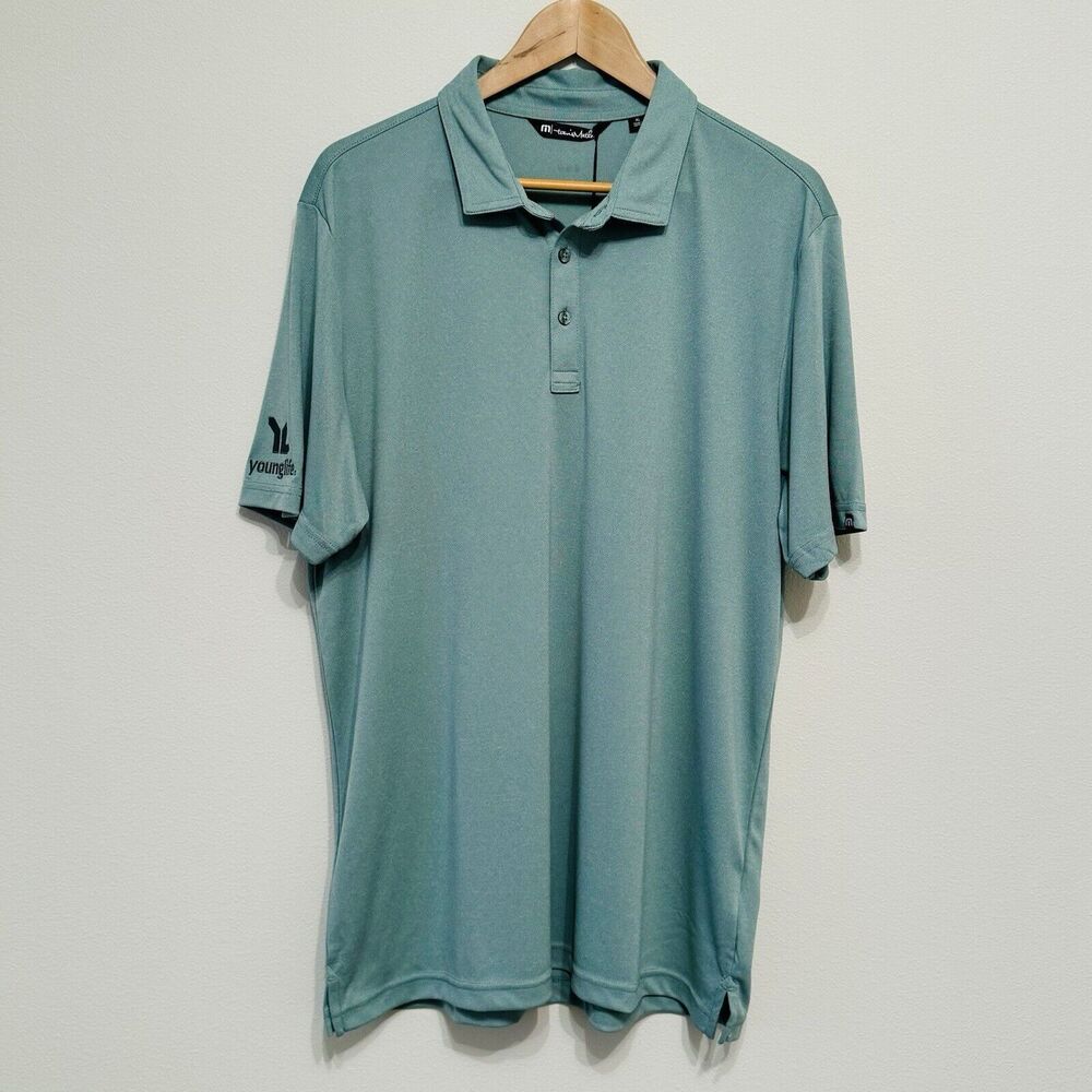 Travis Mathew Performance Golf Polo Shirt Mens XL Green Heather Stretch Basic